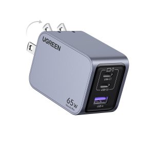 Cargador Ugreen Nexode Pro 65W GaN 3 Puertos (2 USB-C + 1 USB-A) con Cable USB-C